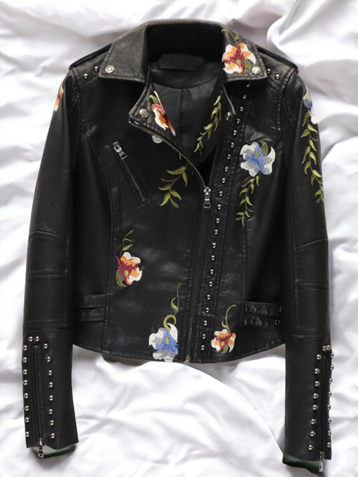 The Vanessa | Floral Leather Jacket